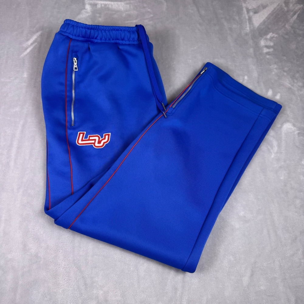 Puma 17 ALWAYS ON LV Relaxed Track Pants Mens M Royal Blue Red Piping Ankle Zip*